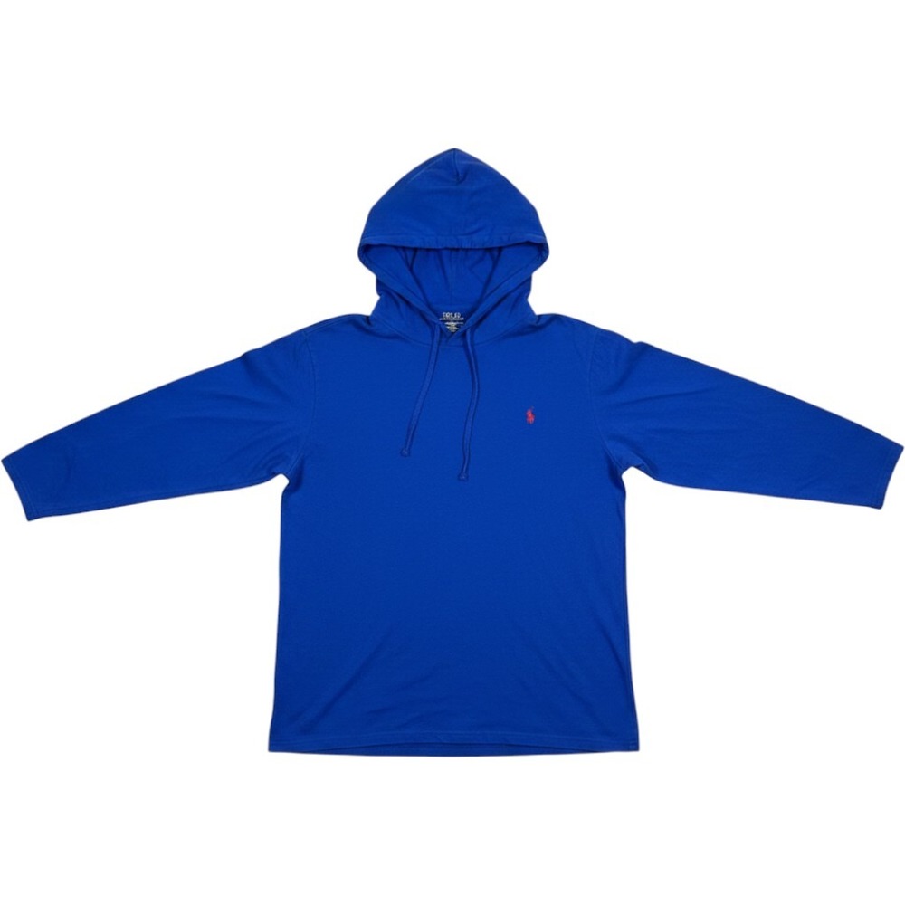 Polo Ralph Lauren Hoodie T-Shirt Mens M Blue Long Sleeve Pony Logo Preppy Sporty